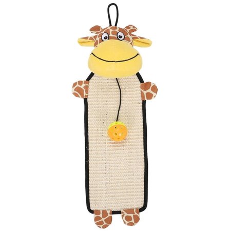 PET LIFE Pet Life CTY1BR Natural Sisal & Jute Hanging Carpet Kitty Cat Scratcher with Toy; Brown & Yellow - One Size CTY1BR